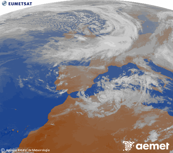 Imaxe da zona de Europa e Norte de �frica da canle infravermella do sat�lite Meteosat operacional en 0�N 0�W, procesada para darlle cor.&nbsp;domingo, 29 marzo  2026 20:00
