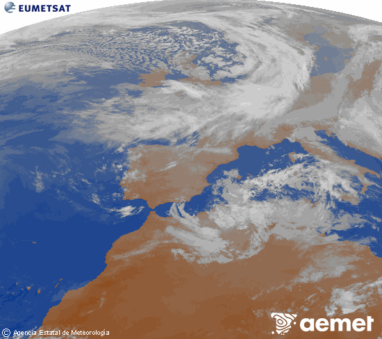 Imaxe da zona de Europa e Norte de �frica da canle infravermella do sat�lite Meteosat operacional en 0�N 0�W, procesada para darlle cor.&nbsp;domingo, 29 marzo  2026 21:00