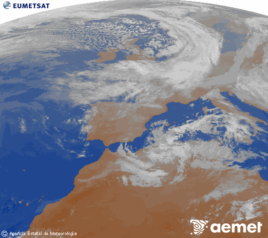 Imaxe da zona de Europa e Norte de �frica da canle infravermella do sat�lite Meteosat operacional en 0�N 0�W, procesada para darlle cor.&nbsp;domingo, 29 marzo  2026 22:00