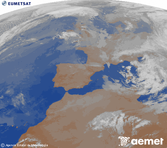 Imagen de la zona de Europa y Norte de �frica del canal infrarrojo del sat�lite Meteosat operacional en 0�N 0�W, procesada para darle color.&nbsp;dimarts, 31 de mar�  2026 06:00