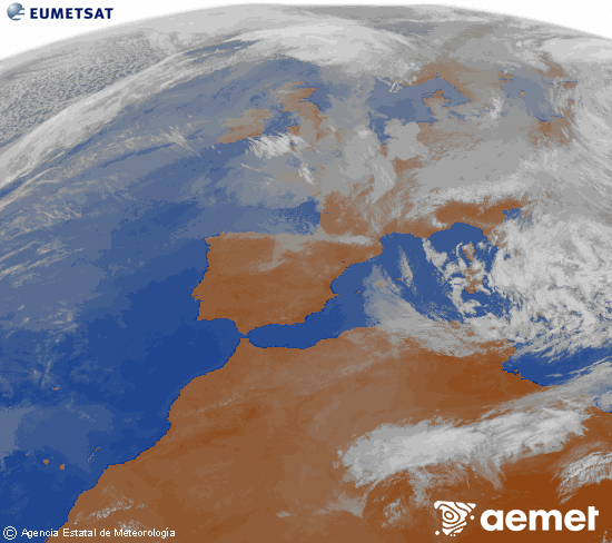 Imagen de la zona de Europa y Norte de �frica del canal infrarrojo del sat�lite Meteosat operacional en 0�N 0�W, procesada para darle color.&nbsp;dimarts, 31 de mar�  2026 11:00