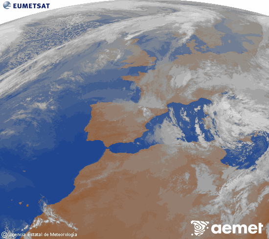 Imagen de la zona de Europa y Norte de �frica del canal infrarrojo del sat�lite Meteosat operacional en 0�N 0�W, procesada para darle color.&nbsp;dimecres, 1 d?abril  2026 00:00