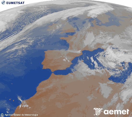 Imagen de la zona de Europa y Norte de �frica del canal infrarrojo del sat�lite Meteosat operacional en 0�N 0�W, procesada para darle color.&nbsp;dimecres, 1 d?abril  2026 04:00