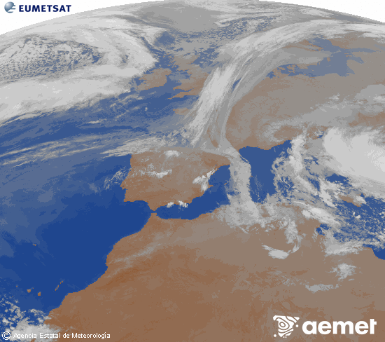 Imaxe da zona de Europa e Norte de �frica da canle infravermella do sat�lite Meteosat operacional en 0�N 0�W, procesada para darlle cor.&nbsp;xoves, 2 abril  2026 03:00