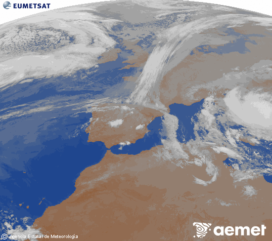 Imaxe da zona de Europa e Norte de �frica da canle infravermella do sat�lite Meteosat operacional en 0�N 0�W, procesada para darlle cor.&nbsp;xoves, 2 abril  2026 04:00