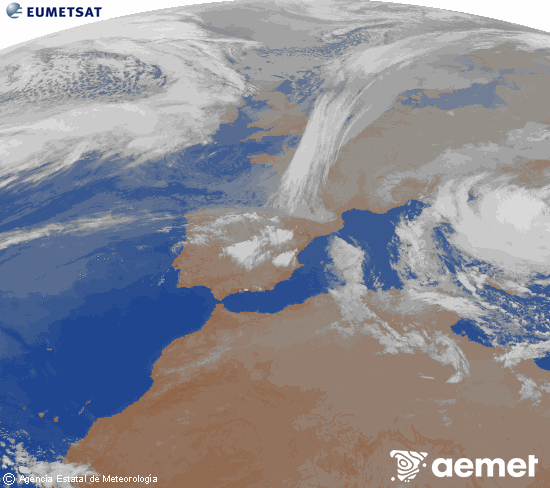 Imaxe da zona de Europa e Norte de �frica da canle infravermella do sat�lite Meteosat operacional en 0�N 0�W, procesada para darlle cor.&nbsp;xoves, 2 abril  2026 06:00