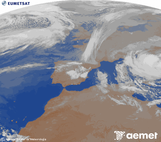 Imaxe da zona de Europa e Norte de �frica da canle infravermella do sat�lite Meteosat operacional en 0�N 0�W, procesada para darlle cor.&nbsp;xoves, 2 abril  2026 07:00