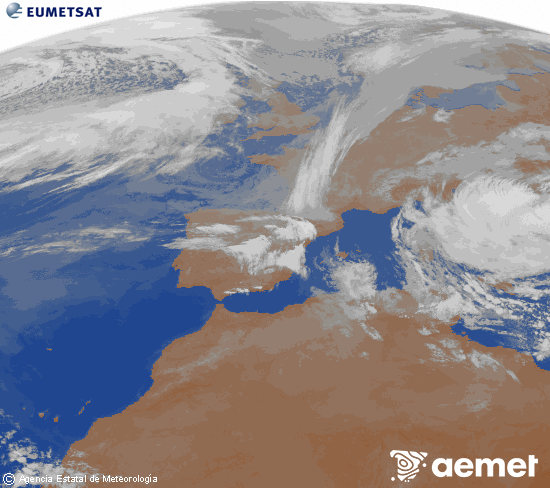 Imaxe da zona de Europa e Norte de �frica da canle infravermella do sat�lite Meteosat operacional en 0�N 0�W, procesada para darlle cor.&nbsp;xoves, 2 abril  2026 09:00