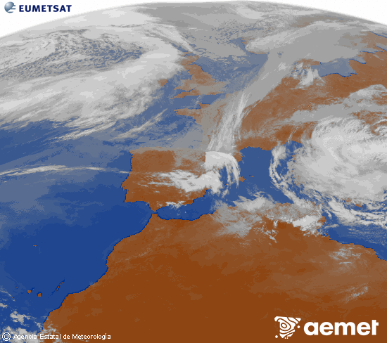 Imaxe da zona de Europa e Norte de �frica da canle infravermella do sat�lite Meteosat operacional en 0�N 0�W, procesada para darlle cor.&nbsp;xoves, 2 abril  2026 12:00