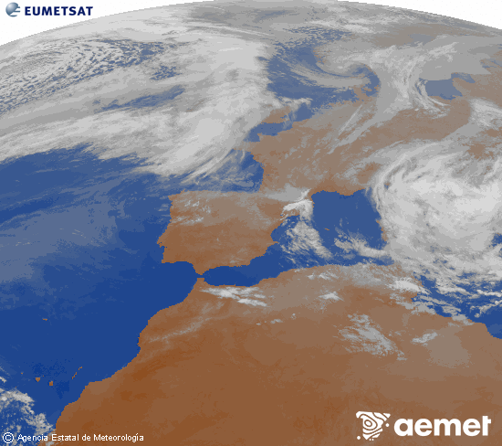 Imaxe da zona de Europa e Norte de �frica da canle infravermella do sat�lite Meteosat operacional en 0�N 0�W, procesada para darlle cor.&nbsp;xoves, 2 abril  2026 21:00