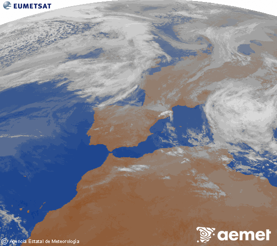 Imaxe da zona de Europa e Norte de �frica da canle infravermella do sat�lite Meteosat operacional en 0�N 0�W, procesada para darlle cor.&nbsp;xoves, 2 abril  2026 23:00