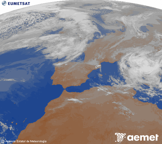 Imagen de la zona de Europa y Norte de �frica del canal infrarrojo del sat�lite Meteosat operacional en 0�N 0�W, procesada para darle color.&nbsp;vendredi, 3 avril  2026 00:00