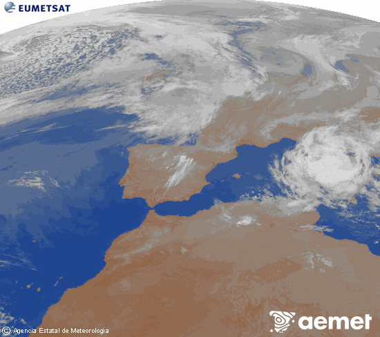 Imagen de la zona de Europa y Norte de �frica del canal infrarrojo del sat�lite Meteosat operacional en 0�N 0�W, procesada para darle color.&nbsp;vendredi, 3 avril  2026 05:00