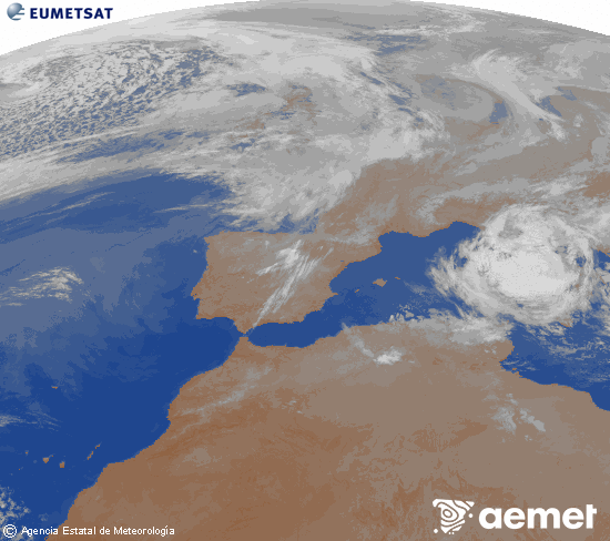 Imagen de la zona de Europa y Norte de �frica del canal infrarrojo del sat�lite Meteosat operacional en 0�N 0�W, procesada para darle color.&nbsp;vendredi, 3 avril  2026 06:00