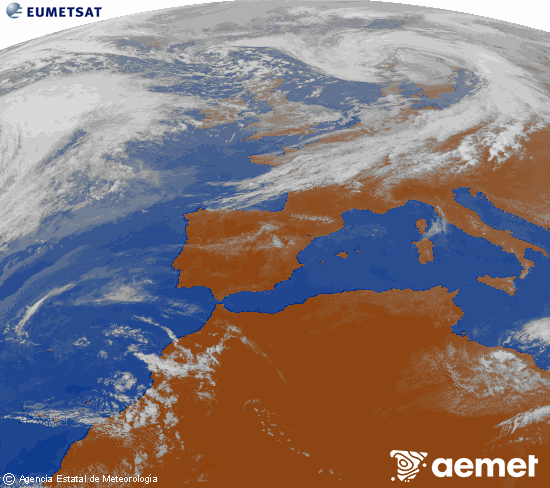 Imagen de la zona de Europa y Norte de �frica del canal infrarrojo del sat�lite Meteosat operacional en 0�N 0�W, procesada para darle color.&nbsp;igandea, 2026ko apirilak 05, ordua: 17:00