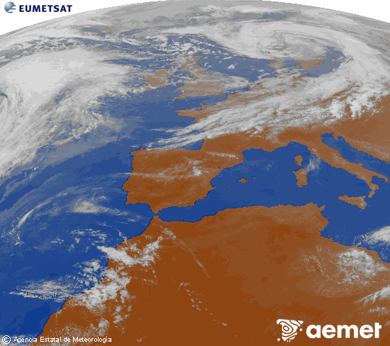 Imagen de la zona de Europa y Norte de �frica del canal infrarrojo del sat�lite Meteosat operacional en 0�N 0�W, procesada para darle color.&nbsp;igandea, 2026ko apirilak 05, ordua: 18:00