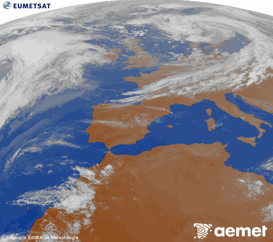 Imagen de la zona de Europa y Norte de �frica del canal infrarrojo del sat�lite Meteosat operacional en 0�N 0�W, procesada para darle color.&nbsp;igandea, 2026ko apirilak 05, ordua: 20:00