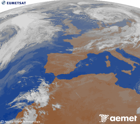 Imagen de la zona de Europa y Norte de �frica del canal infrarrojo del sat�lite Meteosat operacional en 0�N 0�W, procesada para darle color.&nbsp;astelehena, 2026ko apirilak 06, ordua: 00:00