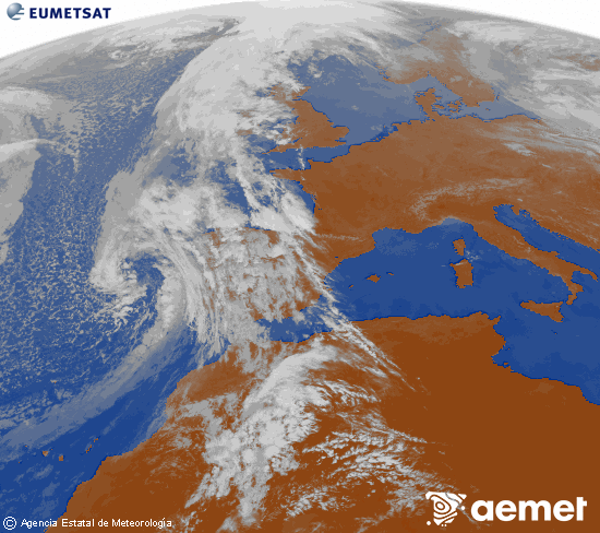 Imaxe da zona de Europa e Norte de �frica da canle infravermella do sat�lite Meteosat operacional en 0�N 0�W, procesada para darlle cor.&nbsp;martes, 7 abril  2026 12:00