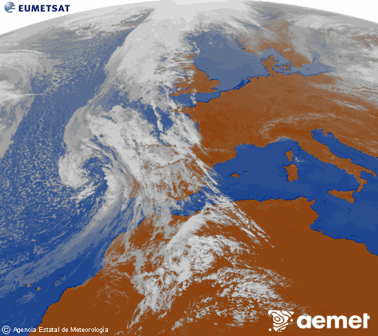 Imaxe da zona de Europa e Norte de �frica da canle infravermella do sat�lite Meteosat operacional en 0�N 0�W, procesada para darlle cor.&nbsp;martes, 7 abril  2026 14:00
