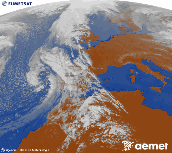 Imaxe da zona de Europa e Norte de �frica da canle infravermella do sat�lite Meteosat operacional en 0�N 0�W, procesada para darlle cor.&nbsp;martes, 7 abril  2026 15:00