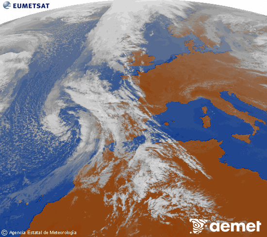 Imaxe da zona de Europa e Norte de �frica da canle infravermella do sat�lite Meteosat operacional en 0�N 0�W, procesada para darlle cor.&nbsp;martes, 7 abril  2026 17:00