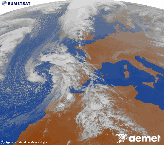 Imaxe da zona de Europa e Norte de �frica da canle infravermella do sat�lite Meteosat operacional en 0�N 0�W, procesada para darlle cor.&nbsp;martes, 7 abril  2026 20:00
