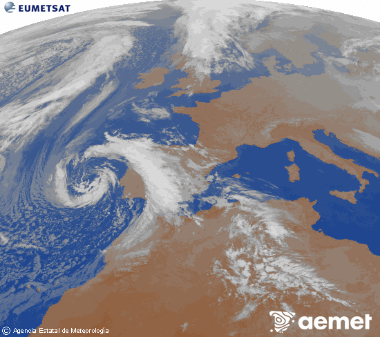 Imaxe da zona de Europa e Norte de �frica da canle infravermella do sat�lite Meteosat operacional en 0�N 0�W, procesada para darlle cor.&nbsp;m�rcores, 8 abril  2026 04:00