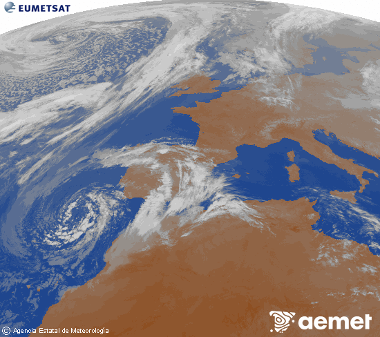 Imaxe da zona de Europa e Norte de �frica da canle infravermella do sat�lite Meteosat operacional en 0�N 0�W, procesada para darlle cor.&nbsp;m�rcores, 8 abril  2026 22:00