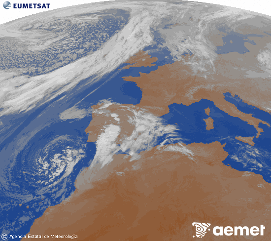 Imaxe da zona de Europa e Norte de �frica da canle infravermella do sat�lite Meteosat operacional en 0�N 0�W, procesada para darlle cor.&nbsp;xoves, 9 abril  2026 01:00