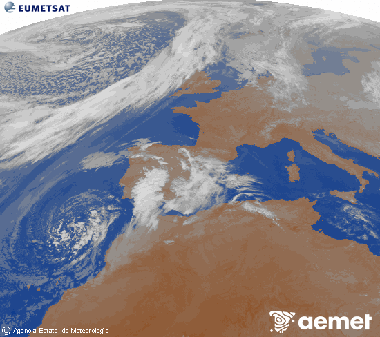 Imaxe da zona de Europa e Norte de �frica da canle infravermella do sat�lite Meteosat operacional en 0�N 0�W, procesada para darlle cor.&nbsp;xoves, 9 abril  2026 02:00