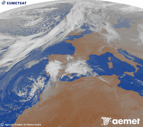 Imaxe da zona de Europa e Norte de �frica da canle infravermella do sat�lite Meteosat operacional en 0�N 0�W, procesada para darlle cor.&nbsp;xoves, 9 abril  2026 05:00