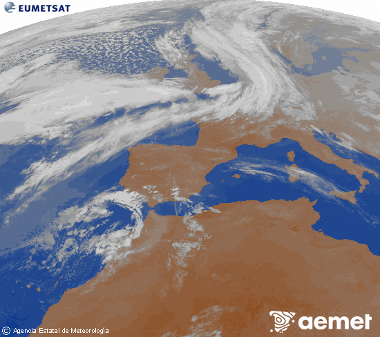 Imagen de la zona de Europa y Norte de �frica del canal infrarrojo del sat�lite Meteosat operacional en 0�N 0�W, procesada para darle color.&nbsp;viernes, 10 abril 2026 a las 00:00