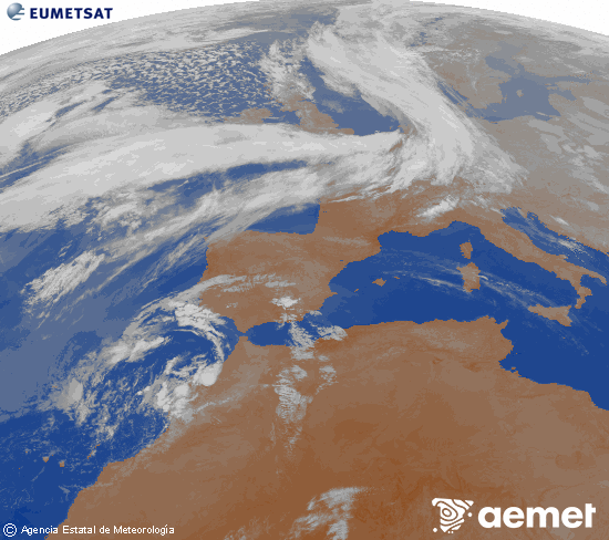 Imagen de la zona de Europa y Norte de �frica del canal infrarrojo del sat�lite Meteosat operacional en 0�N 0�W, procesada para darle color.&nbsp;viernes, 10 abril 2026 a las 02:00