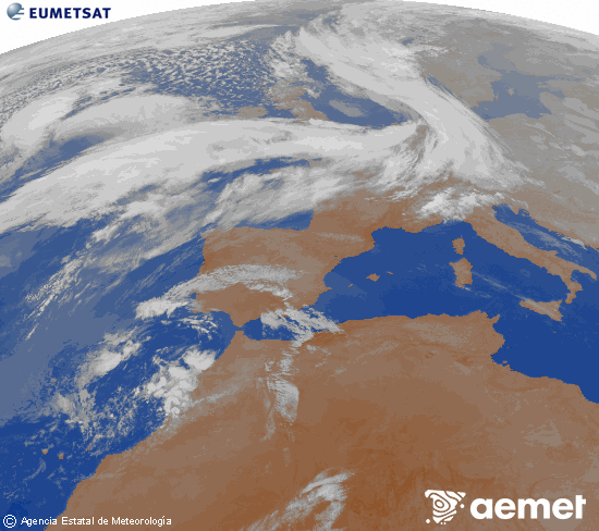 Imagen de la zona de Europa y Norte de �frica del canal infrarrojo del sat�lite Meteosat operacional en 0�N 0�W, procesada para darle color.&nbsp;viernes, 10 abril 2026 a las 04:00