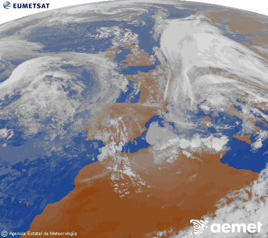 Imagen de la zona de Europa y Norte de �frica del canal infrarrojo del sat�lite Meteosat operacional en 0�N 0�W, procesada para darle color.&nbsp;Monday, 13 April  2026 20:00