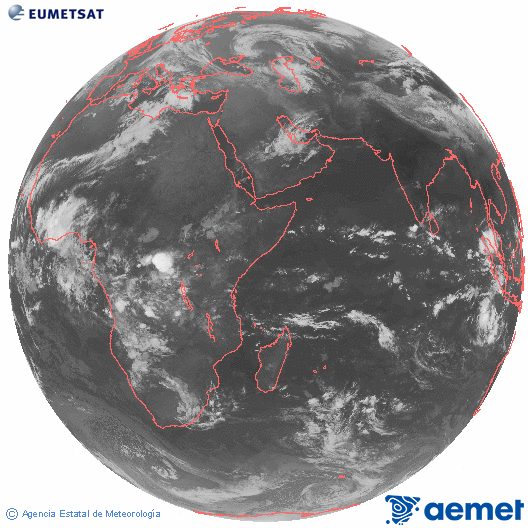 Oc�ano �ndico. Imagen global del canal infrarrojo (10.8&mu;m) de Meteosat, perteneciente a la serie MSG (Meteosat Segunda Generaci�n) y situado en 41.5° E.&nbsp;Tuesday, 14 April  2026 05:00