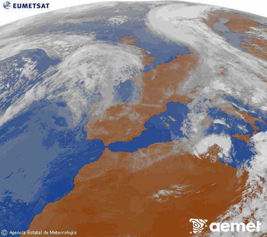 Imagen de la zona de Europa y Norte de �frica del canal infrarrojo del sat�lite Meteosat operacional en 0�N 0�W, procesada para darle color.&nbsp;Tuesday, 14 April  2026 11:00