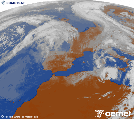 Imagen de la zona de Europa y Norte de �frica del canal infrarrojo del sat�lite Meteosat operacional en 0�N 0�W, procesada para darle color.&nbsp;Tuesday, 14 April  2026 14:00