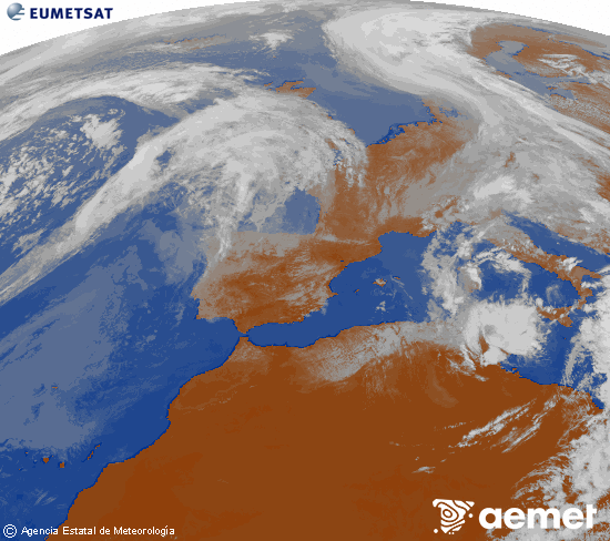 Imagen de la zona de Europa y Norte de �frica del canal infrarrojo del sat�lite Meteosat operacional en 0�N 0�W, procesada para darle color.&nbsp;Tuesday, 14 April  2026 15:00