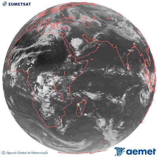 Oc�ano �ndico. Imagen global del canal infrarrojo (10.8&mu;m) de Meteosat, perteneciente a la serie MSG (Meteosat Segunda Generaci�n) y situado en 41.5° E.&nbsp;Tuesday, 14 April  2026 17:00