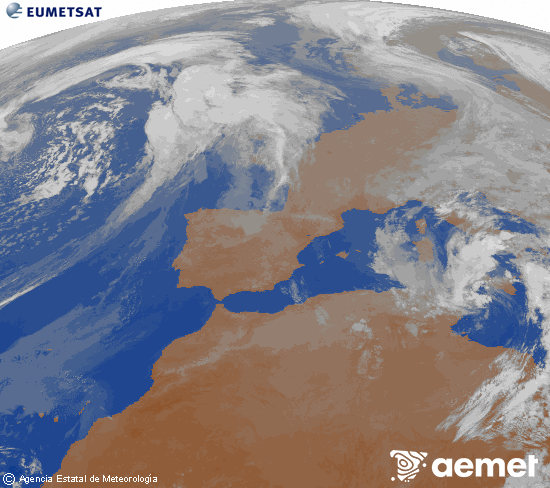 Imagen de la zona de Europa y Norte de �frica del canal infrarrojo del sat�lite Meteosat operacional en 0�N 0�W, procesada para darle color.&nbsp;mi�rcoles, 15 abril 2026 a las 00:00