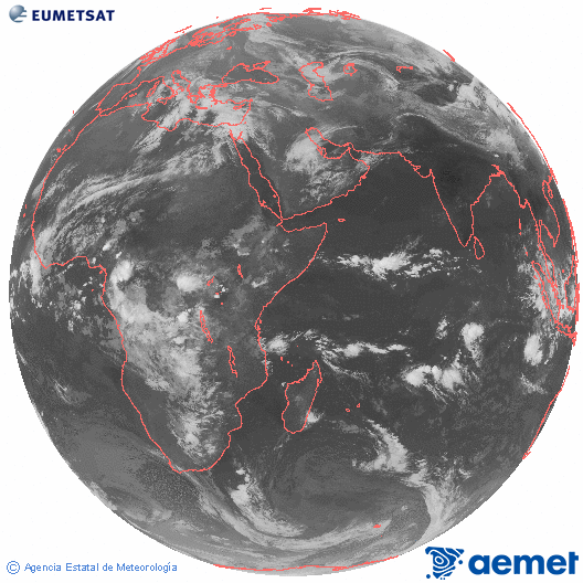 Oc�ano �ndico. Imagen global del canal infrarrojo (10.8&mu;m) de Meteosat, perteneciente a la serie MSG (Meteosat Segunda Generaci�n) y situado en 41.5° E.&nbsp;Wednesday, 15 April  2026 05:00