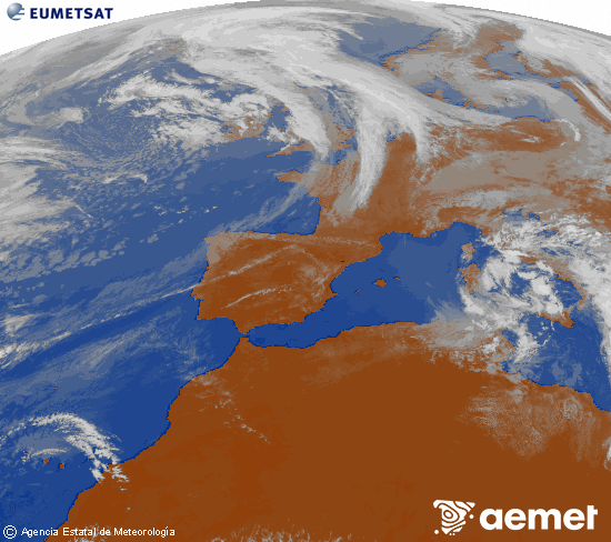Imagen de la zona de Europa y Norte de �frica del canal infrarrojo del sat�lite Meteosat operacional en 0�N 0�W, procesada para darle color.&nbsp;asteazkena, 2026ko apirilak 15, ordua: 16:00