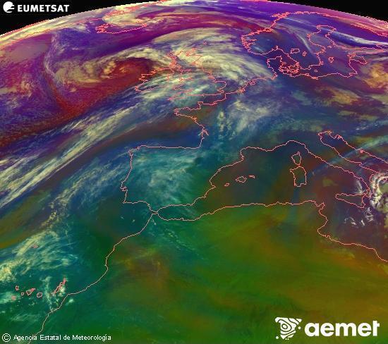 RGB-a Meteosat eragiketa-sateliteko hainbat kanal 0�W-a 0�N-ean, aire-masen eta hodeitzaren ezaugarrien erakusgarri izango dena.&nbsp;ostirala, 2026ko apirilak 17, ordua: 05:00