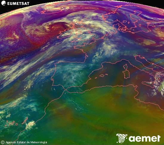 RGB-a Meteosat eragiketa-sateliteko hainbat kanal 0�W-a 0�N-ean, aire-masen eta hodeitzaren ezaugarrien erakusgarri izango dena.&nbsp;ostirala, 2026ko apirilak 17, ordua: 07:00