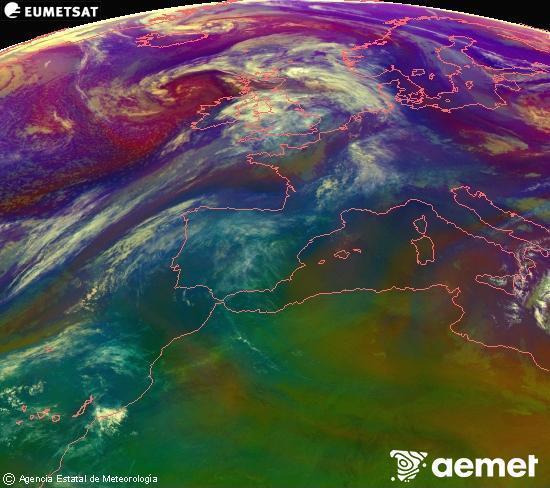 RGB-a Meteosat eragiketa-sateliteko hainbat kanal 0�W-a 0�N-ean, aire-masen eta hodeitzaren ezaugarrien erakusgarri izango dena.&nbsp;ostirala, 2026ko apirilak 17, ordua: 08:00