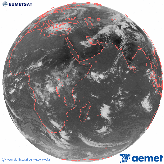 Oc�ano �ndico. Imagen global del canal infrarrojo (10.8&mu;m) de Meteosat, perteneciente a la serie MSG (Meteosat Segunda Generaci�n) y situado en 41.5° E.&nbsp;vendredi, 17 avril  2026 08:00