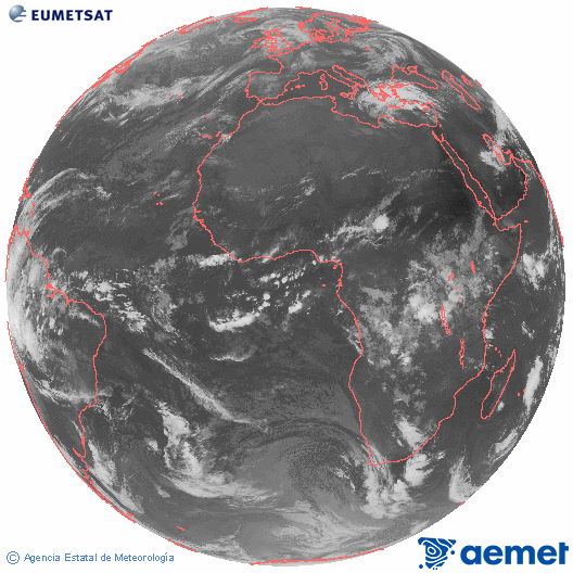 Imagen global del canal infrarrojo (10.8 &mu;m) del sat�lite Meteosat, perteneciente a la serie MSG (Meteosat Segunda Generaci�n) y situado en 0�N 0�E.&nbsp;vendredi, 17 avril  2026 08:00
