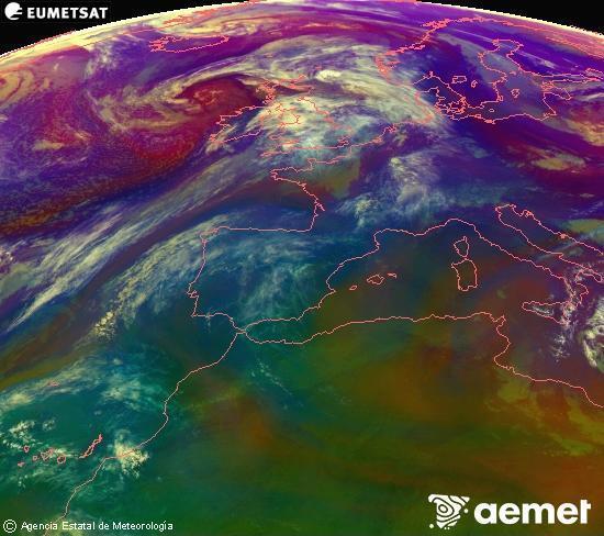 RGB-a Meteosat eragiketa-sateliteko hainbat kanal 0�W-a 0�N-ean, aire-masen eta hodeitzaren ezaugarrien erakusgarri izango dena.&nbsp;ostirala, 2026ko apirilak 17, ordua: 09:00